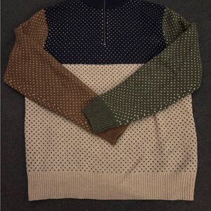 J. Crew Men's Zip-Up Sweater - Navy, Brown, Olive, and Cream